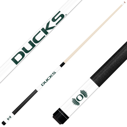 Oregon Ducks Custom Engraved White Billiard Cue - Green