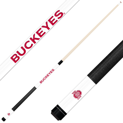 Ohio State Buckeyes Custom Engraved White Billiard Cue - Red