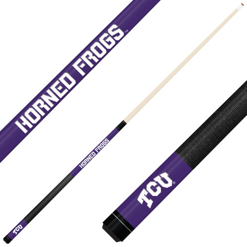 TCU Horned Frogs Custom Engraved Purple Billiard Cue - White