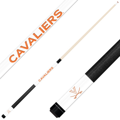 Virginia Cavaliers Custom Engraved White Billiard Cue - Orange