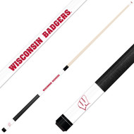 Wisconsin Badgers Custom Engraved White Billiard Cue - Red