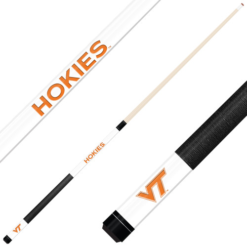 Virginia Tech Hokies Custom Engraved White Billiard Cue - Orange