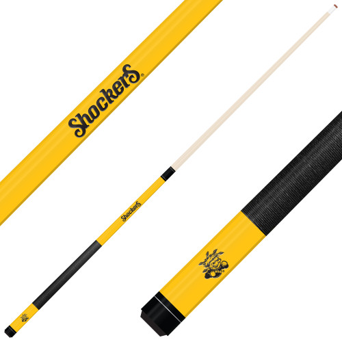 Wichita State Shockers Custom Engraved Yellow Billiard Cue - Black