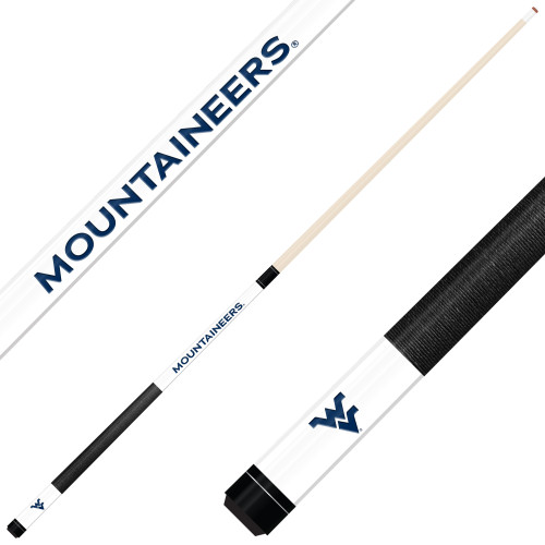 West Virginia Mountaineers Custom Engraved White Billiard Cue - Blue