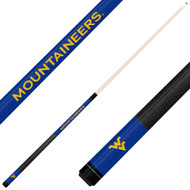 West Virginia Mountaineers Custom Engraved Blue Billiard Cue - Yellow