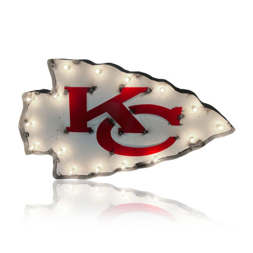 Kansas City Chiefs Arrowhead Lighted Recycled Metal Sign