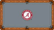 Alabama Crimson Tide Billiard Table Felt with Circle on Gray Background