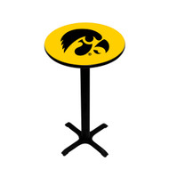 Iowa Hawkeyes Pub Table - Black Pedestal with Gold Tabletop