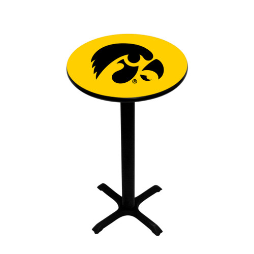 Iowa Hawkeyes Pub Table - Black Pedestal with Gold Tabletop
