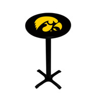 Iowa Hawkeyes Pub Table - Black Pedestal with Black Tabletop