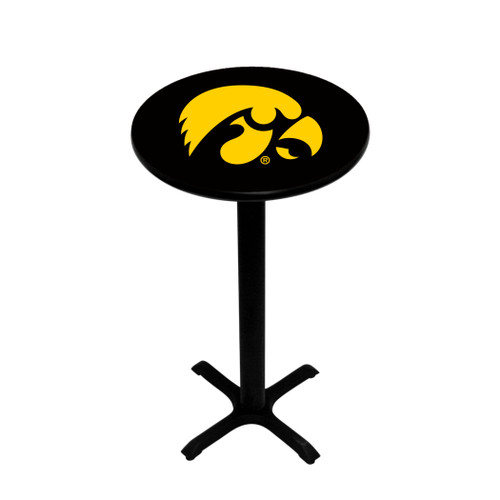 Iowa Hawkeyes Pub Table - Black Pedestal with Black Tabletop