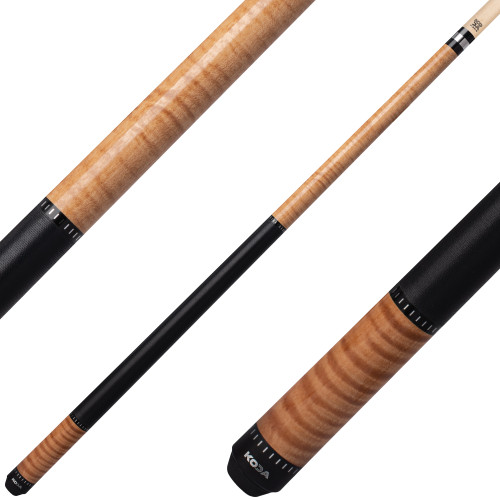 Koda KD30 Pool Cue - Natural Curly Maple with Black Irish Linen Wrap