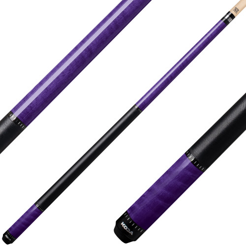 Koda KD35 Pool Cue - Purple Stained Curly Maple with Black Irish Linen Wrap