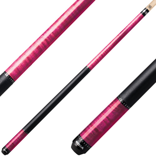 Koda KD37 Pool Cue - Pink Stained Curly Maple with Black Irish Linen Wrap
