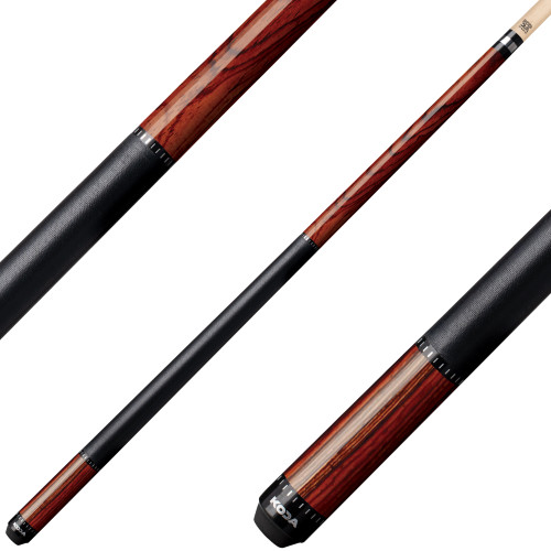 Koda KD38CO Pool Cue - Cocobolo-Stained Zebrawood with Black Irish Linen Wrap