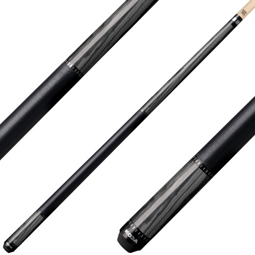 Koda KD38GY Pool Cue - Gray-Stained Zebrawood with Black Irish Linen Wrap