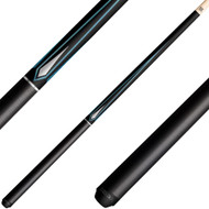 KODA KD47BL Pool Cue Matte Black with Four Blue Points and Silver Diamond Overlays - Simulated Wrap
