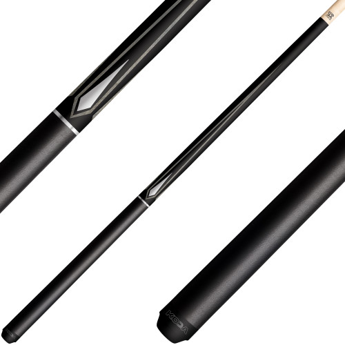 KODA KD47GY Pool Cue Matte Black with Four Gray Points and Silver Diamond Overlays - Simulated Wrap