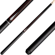 KODA KD47RD Pool Cue Matte Black with Four Red Points and Silver Diamond Overlays - Simulated Wrap