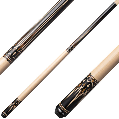 KODA KD53 Pool Cue - Black Stain with Four-Point Cocobolo and Natural Maple Overlay