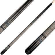 KODA KD55GY Pool Cue - Gray Curly Maple Overlay with Black and Abalone Points - No Wrap