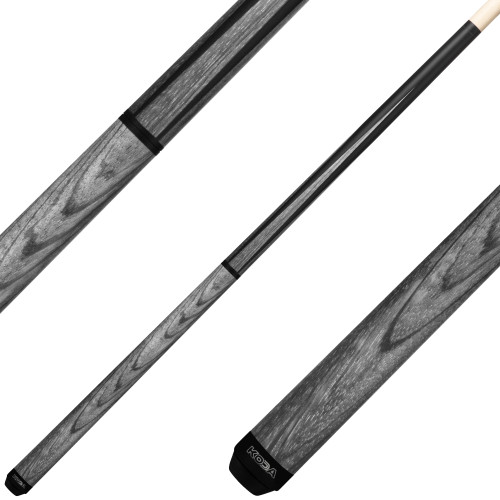 KODA KDJB11 Three-Piece Jump-Break Pool Cue - Four-Prong Matte Black Forearm and Zebra Wood - No Wrap