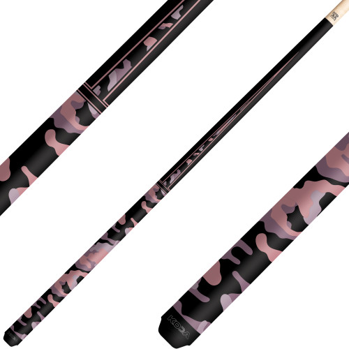 KODA KDV10PK Pool Cue - Black-and-Pink Camouflage Graphic Overlay