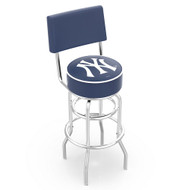 New York Yankees 30" Double Ring Chrome Swivel Counter Stool