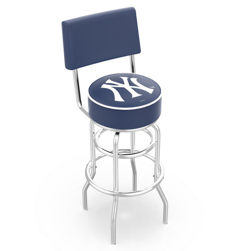 New York Yankees 30" Double Ring Chrome Swivel Counter Stool