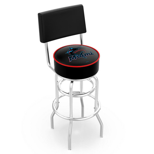 Miami Marlins 30" Double Ring Chrome Swivel Counter Stool