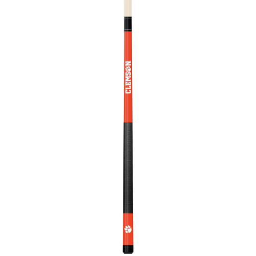 Clemson Tigers Custom Engraved Orange Billiard Cue - White