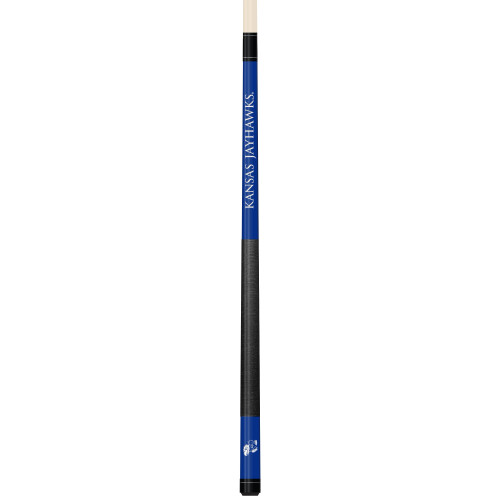 Kansas Jayhawks Custom Engraved Blue Billiard Cue - White