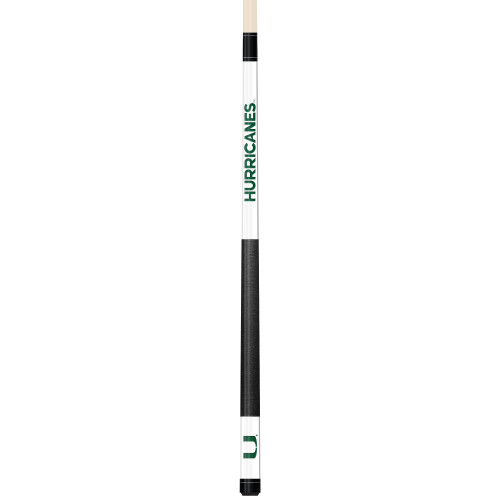 Miami Hurricanes Custom Engraved White Billiard Cue - Green