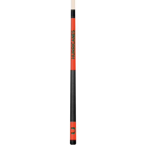 Miami Hurricanes Custom Engraved Orange Billiard Cue - Green
