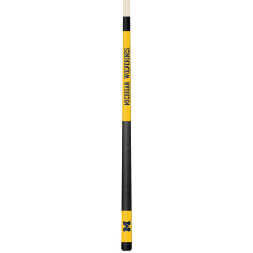 Michigan Wolverines Custom Engraved Yellow Billiard Cue - Blue