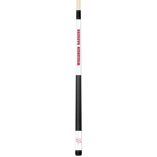 Wisconsin Badgers Custom Engraved White Billiard Cue - Red
