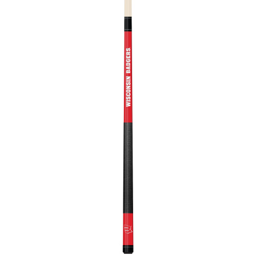 Wisconsin Badgers Custom Engraved Red Billiard Cue - White