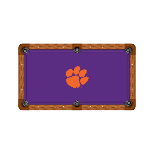Clemson Tigers 7'/8' Recreational Billiard Table Felt - Orange Paw on Purple