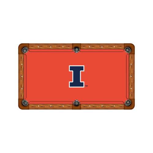 Illinois Fighting Illini 7'/8' Recreational Billiard Table Felt - I Logo on Orange