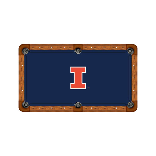 Illinois Fighting Illini 7'/8' Recreational Billiard Table Felt - I Logo on Navy