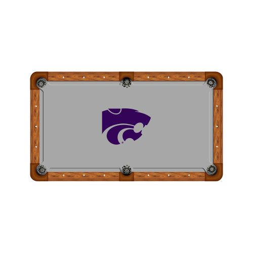Kansas State Wildcats 9' Recreational Billiard Table Felt - Mascot on Gray