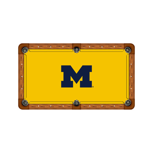 Michigan Wolverines 9' Recreational Billiard Table Felt - M Logo on Maize