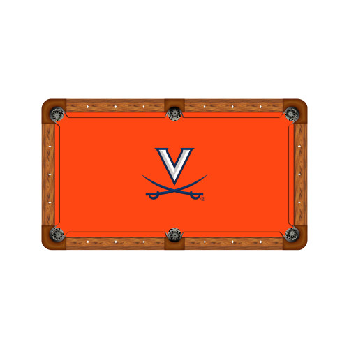 Virginia Cavaliers 9' Recreational Billiard Table Felt - Logo on Orange