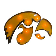 Iowa "Hawkeyes" Lighted Recycled Metal Sign