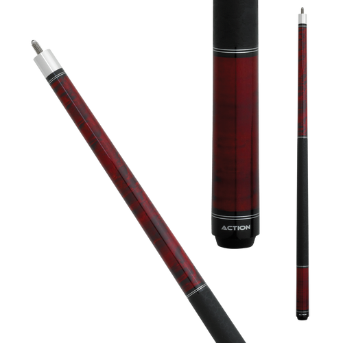 New Action ACT139 Pool Cue Stick Burgundy Stained Maple 18-21 oz & Case 