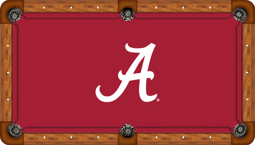 Alabama Crimson Tide Billiard Table Felt with Classic A and Crimson Background