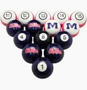 Mississippi Rebels Billiard Ball Set - SCHOOL COLORS