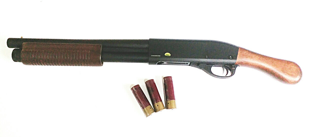 Golden Eagle Sawed Off M870 Gas Pump Action Shotgun Real Wood