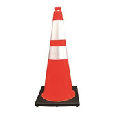 36" Orange Safety Cone w/ Reflective Collar & Black Base (536-10-2)
