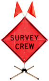 36" / 48" Fold and Roll Mesh Survey Crew Sign w/ Dynaflex Stand